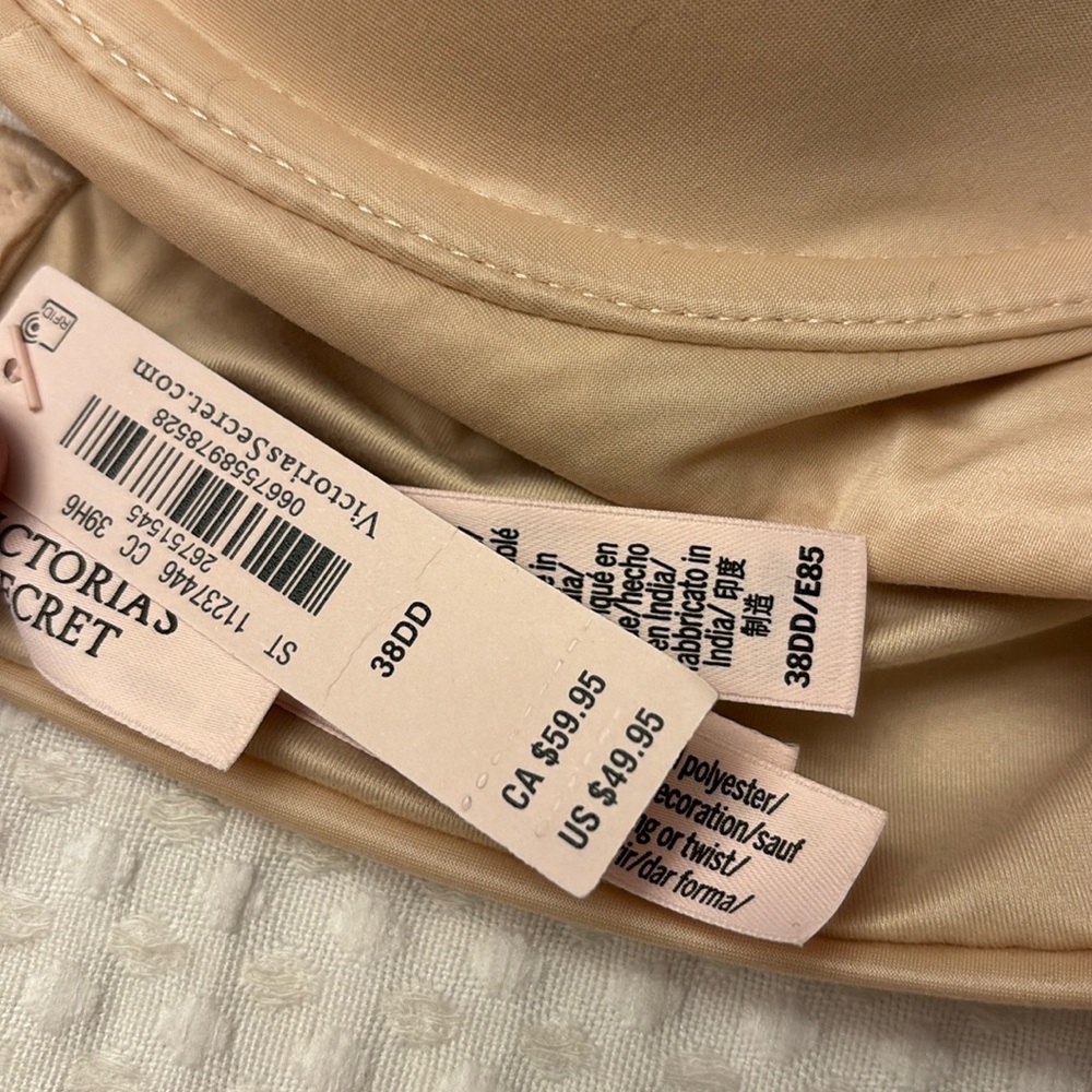NEW! $50 VICTORIA’S SECRET 38DD(E) Lightly Lined Demi Bra BEIGE Padded Underwire - Picture 15 of 15